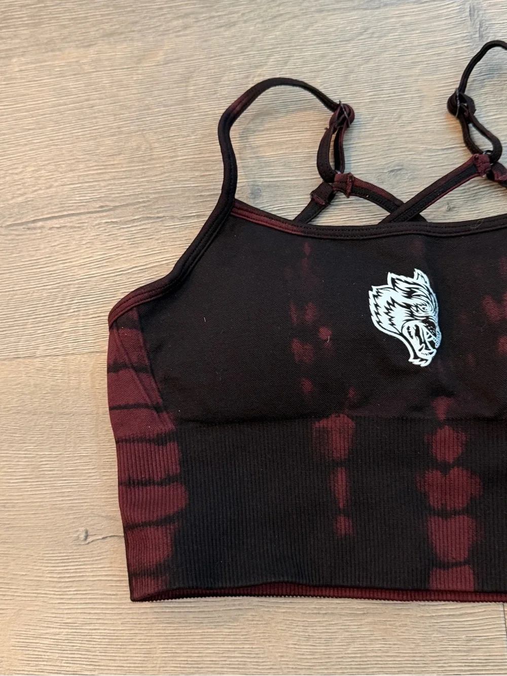 Darc sport she wolf wolves sports bra black red tie dye